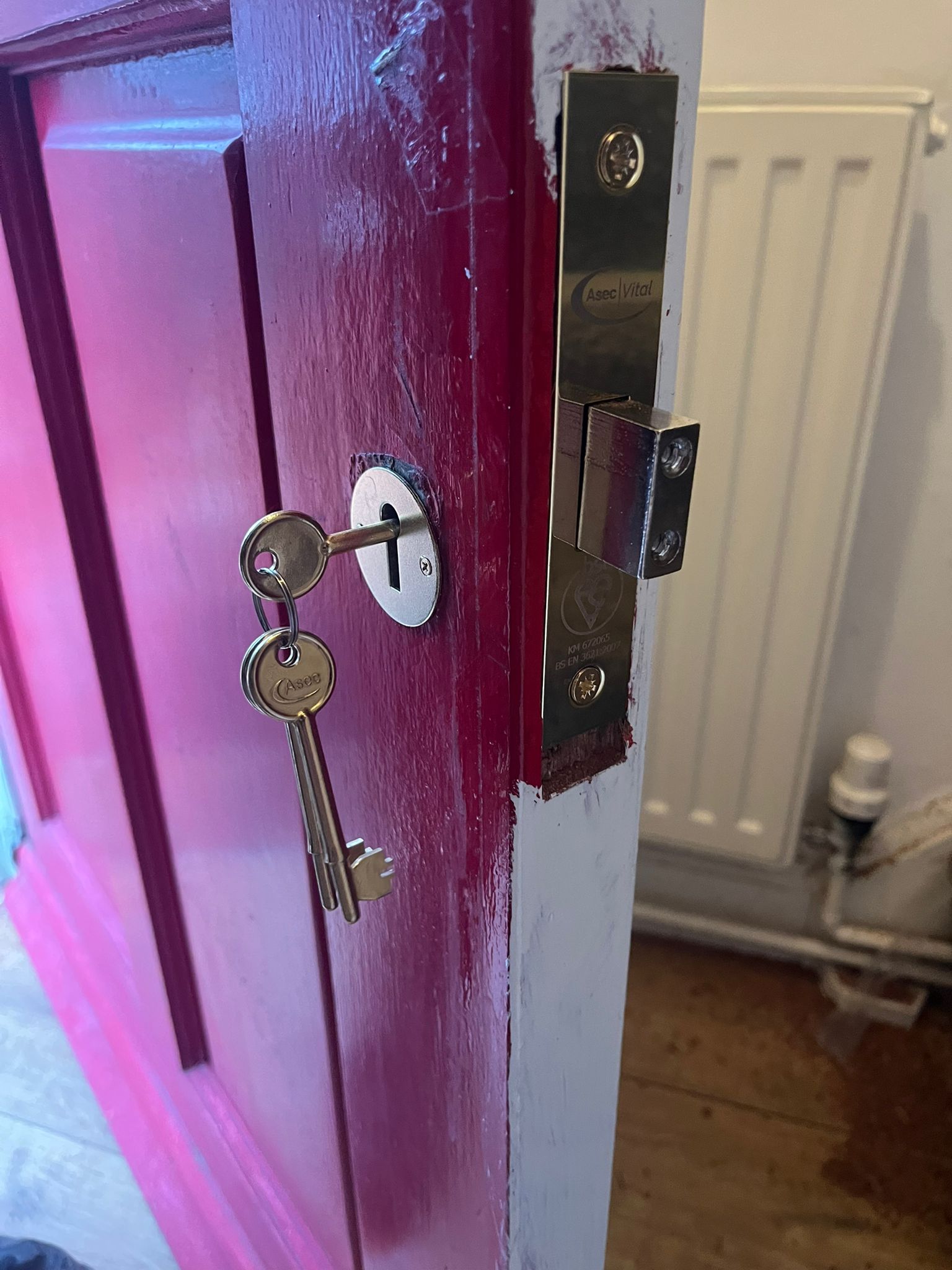 Mortice lock repair and door alignment after forced entry